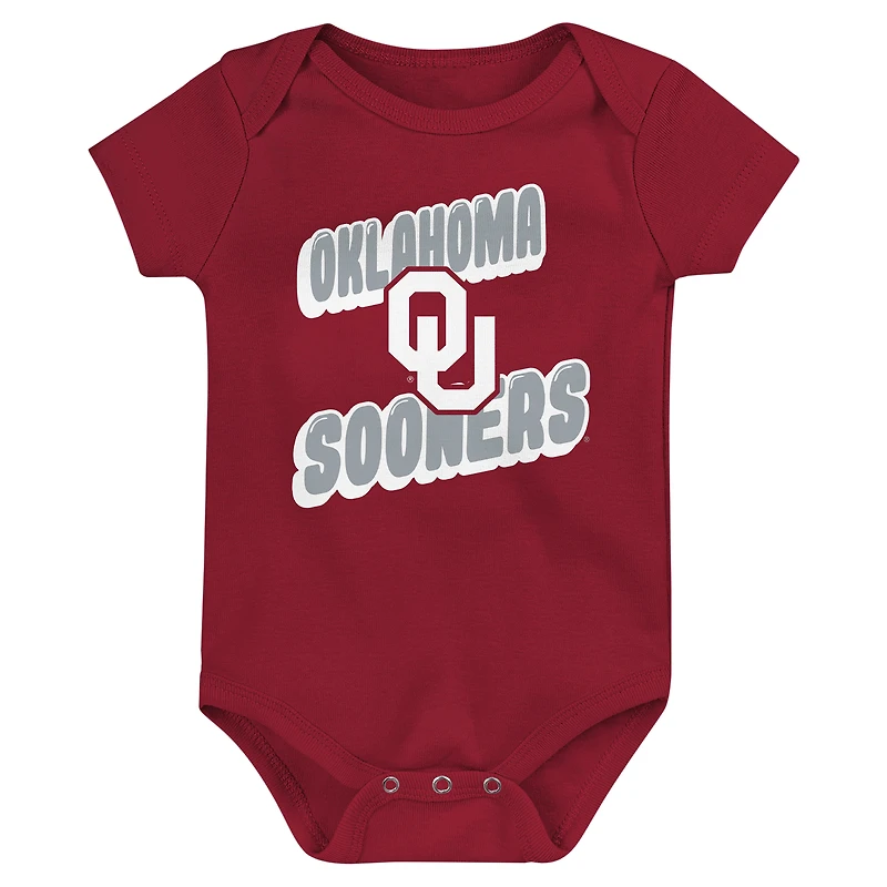 Newborn Crimson Oklahoma Sooners Sunday Comics 3-Pack Bodysuit Set