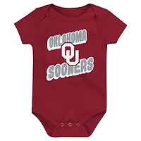 Newborn Crimson Oklahoma Sooners Sunday Comics 3-Pack Bodysuit Set