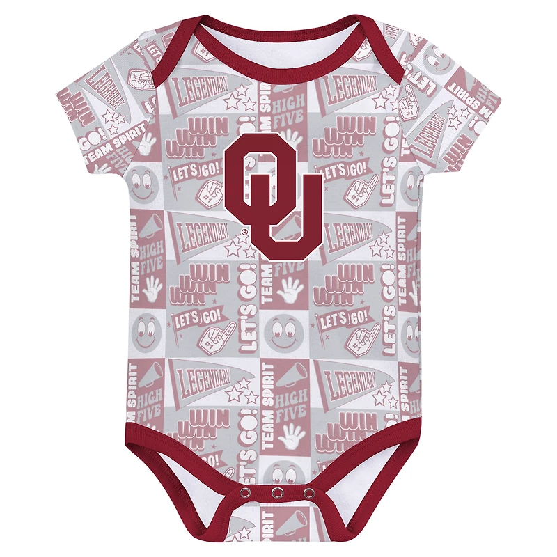 Newborn Crimson Oklahoma Sooners Sunday Comics 3-Pack Bodysuit Set