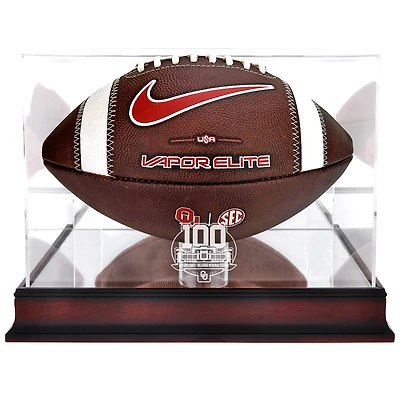 Oklahoma Sooners 100th Anniversary Mahogany Football Display Case