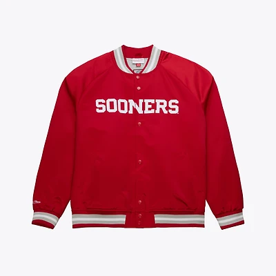 Veste en satin à fermeture éclair intégrale avec logo cramoisi des Oklahoma Sooners