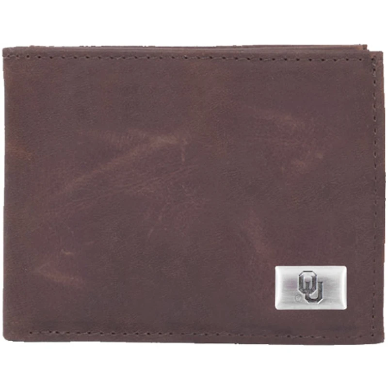 Oklahoma Sooners Leather Billfold with Concho - Brown