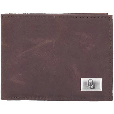 Portefeuille en cuir avec concho des Oklahoma Sooners - Marron