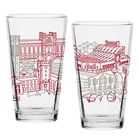 Oklahoma Sooners Two-Pack 16oz. Campus Line Art Pint Glass Set
