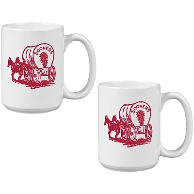 Oklahoma Sooners Vintage Sketch 15oz 2-Pack Mug Set