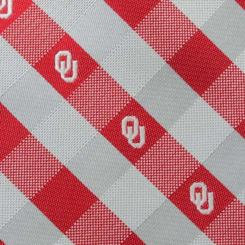 Cravate tissée à carreaux des Sooners de l'Oklahoma - Rouge cramoisi/gris