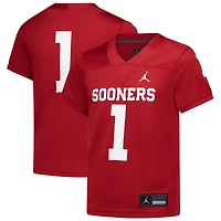 Maillot de football Jordan Brand n° 1 Crimson des Sooners l'Oklahoma, réplique intouchable, pour enfants d'âge préscolaire