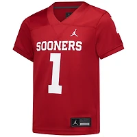 Maillot de football Jordan Brand n° 1 Crimson des Sooners l'Oklahoma, réplique intouchable, pour enfants d'âge préscolaire