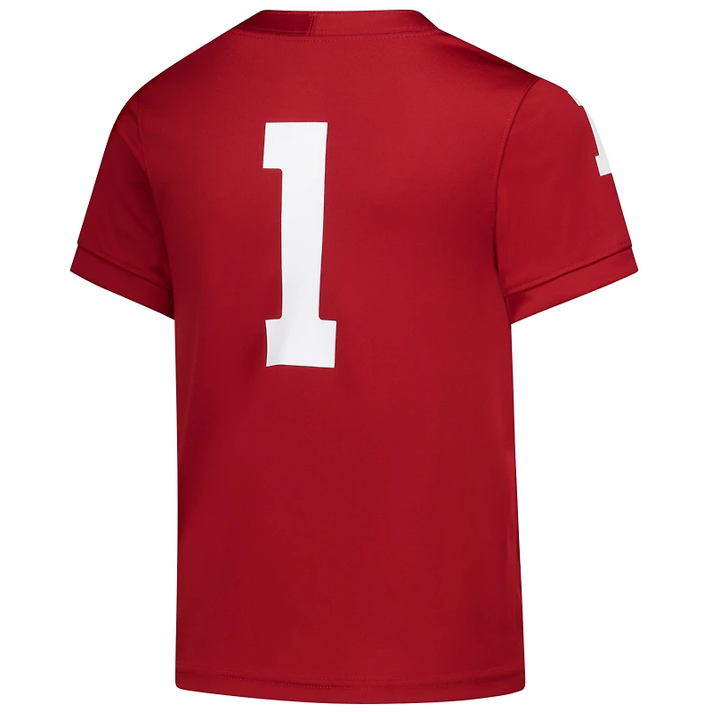 Maillot de football Jordan Brand n° 1 Crimson des Sooners l'Oklahoma, réplique intouchable, pour enfants d'âge préscolaire