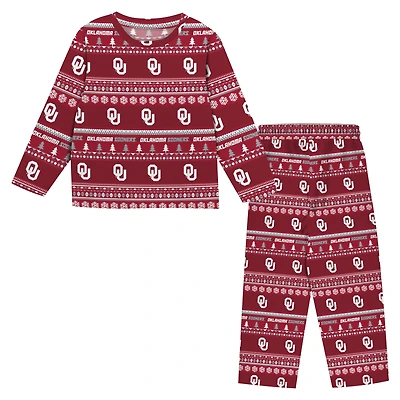 Preschool Outerstuff  Crimson Oklahoma Sooners Ugly Sweater Pajama Set