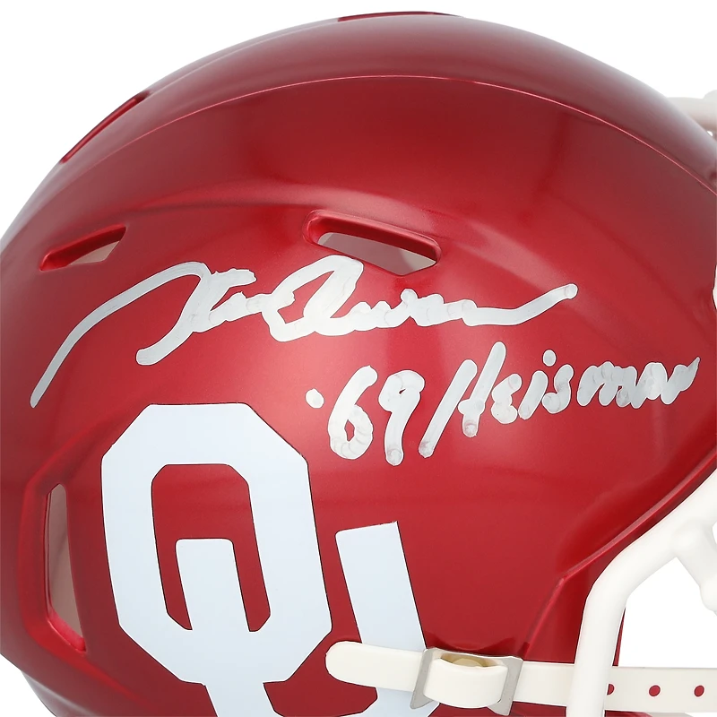 Steve Owens Oklahoma Sooners Autographed Riddell Speed Mini Helmet with "69 Heisman" Inscription