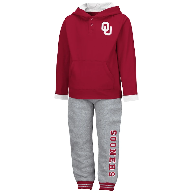 Ensemble sweat à capuche et pantalon de survêtement Colosseum Crimson/Heathered Grey Oklahoma Sooners Poppies pour tout-petits