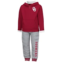 Ensemble sweat à capuche et pantalon de survêtement Colosseum Crimson/Heathered Grey Oklahoma Sooners Poppies pour tout-petits