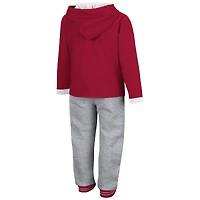 Ensemble sweat à capuche et pantalon de survêtement Colosseum Crimson/Heathered Grey Oklahoma Sooners Poppies pour tout-petits