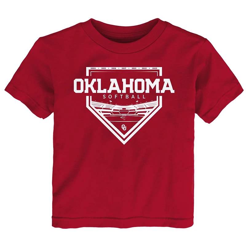 T-shirt de softball cramoisi pour tout-petits Oklahoma Sooners