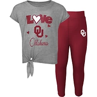 Ensemble t-shirt et legging Oklahoma Sooners Forever Love Team gris chiné/cramoisi pour tout-petit