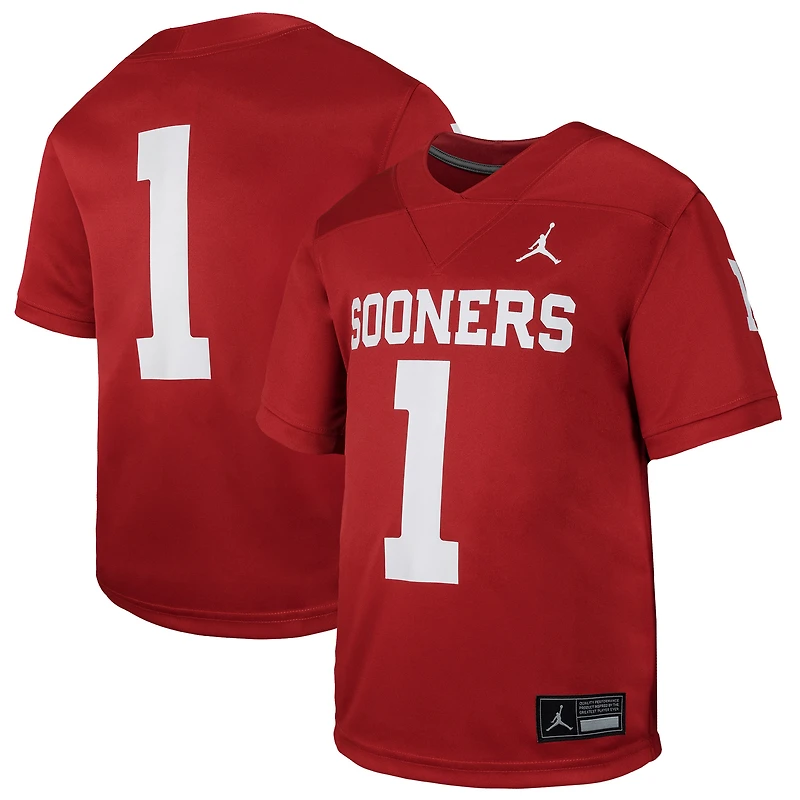 Toddler Jordan Brand #1 Crimson Oklahoma Sooners Untouchable Replica Game Jersey