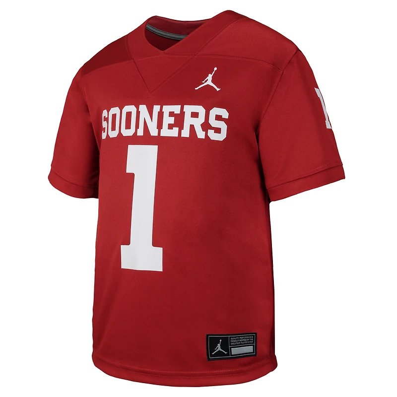 Toddler Jordan Brand #1 Crimson Oklahoma Sooners Untouchable Replica Game Jersey