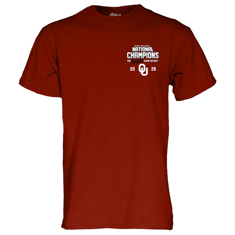 Unisex Blue 84 Crimson Oklahoma Sooners 2026 NCAA Baseball Men's College World Series Champions Bracket T-Shirt