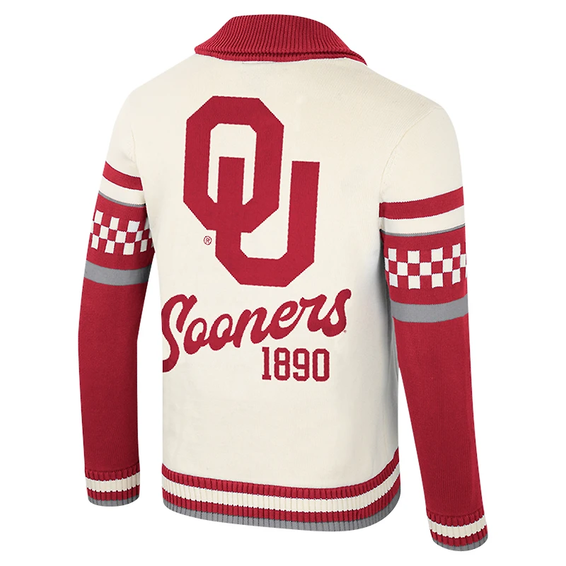 Pull jacquard boutonné unisexe Colosseum Cream Oklahoma Sooners Wild Collective