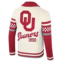 Pull jacquard boutonné unisexe Colosseum Cream Oklahoma Sooners Wild Collective