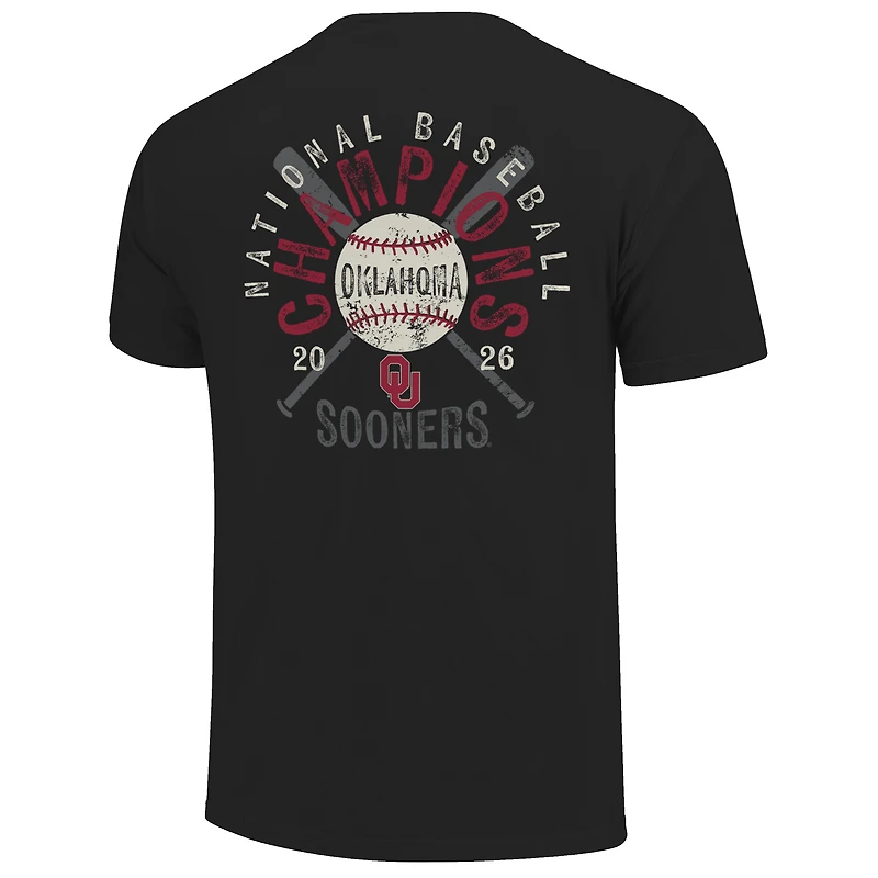 Unisex Image One Black Oklahoma Sooners 2026 NCAA Baseball Men's College World Series Champions Distressed T-Shirt