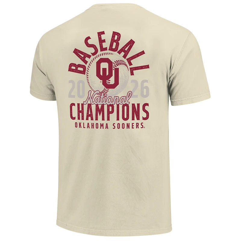 Unisex Image One Cream Oklahoma Sooners 2026 NCAA Baseball Men's College World Series Champions Mascot Overlay T-Shirt