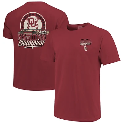 Unisex Image One Crimson Oklahoma Sooners 2026 NCAA Baseball Men's College World Series Champions Stadium T-Shirt