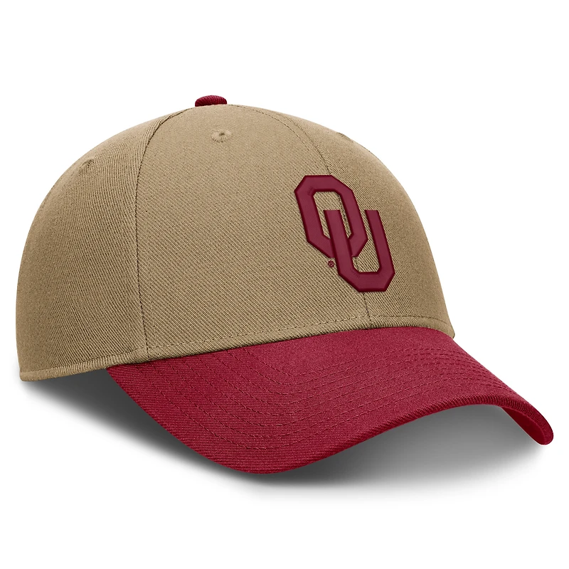 Casquette unisexe Jordan Brand beige/cramoisi Oklahoma Sooners Primetime Rise Dri-FIT ajustable