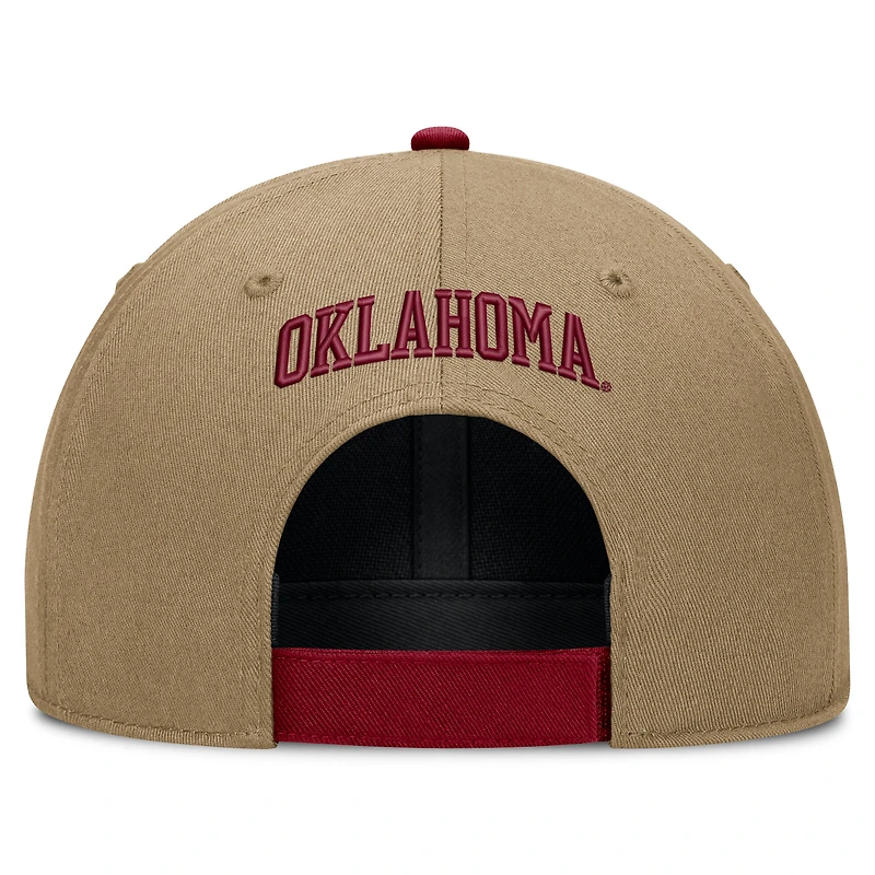 Casquette unisexe Jordan Brand beige/cramoisi Oklahoma Sooners Primetime Rise Dri-FIT ajustable