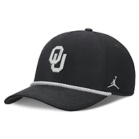 Casquette unisexe Jordan Brand noire Oklahoma Sooners Rope Rise ajustable