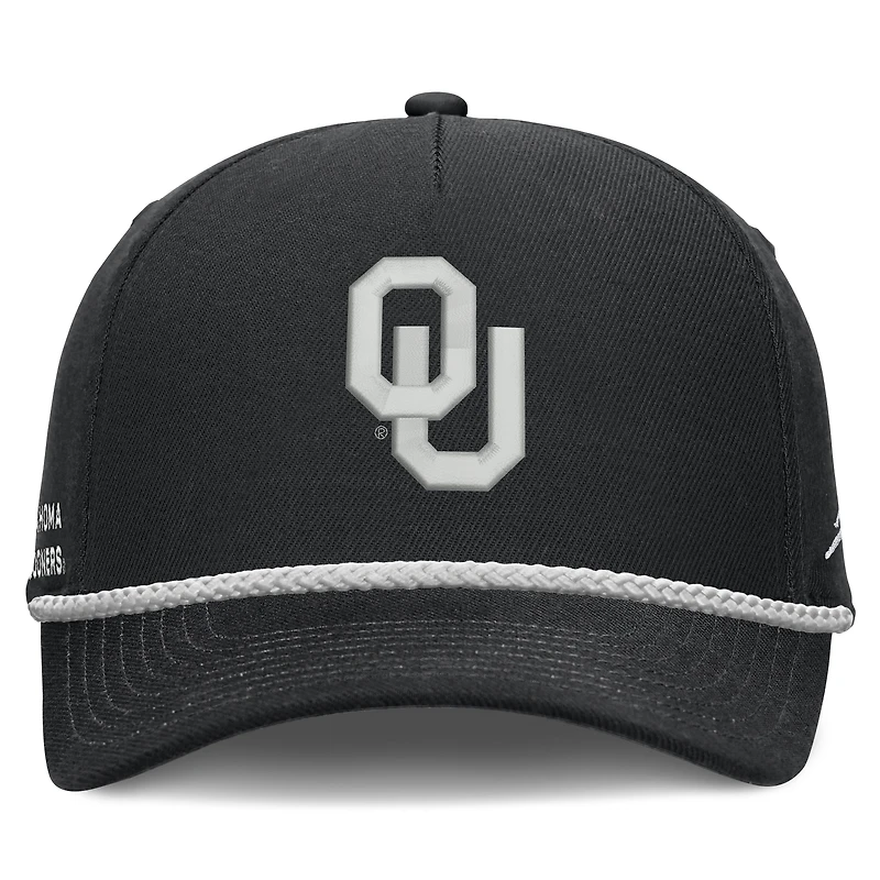 Casquette unisexe Jordan Brand noire Oklahoma Sooners Rope Rise ajustable