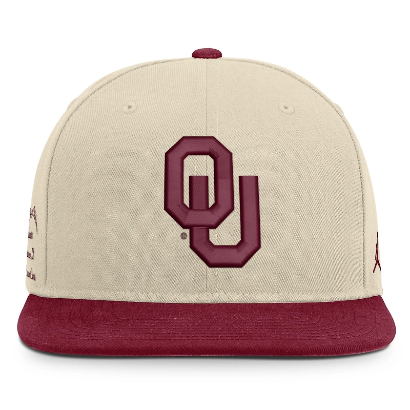 Unisex Jordan Brand Natural/Crimson Oklahoma Sooners Campus Prep Snapback Hat