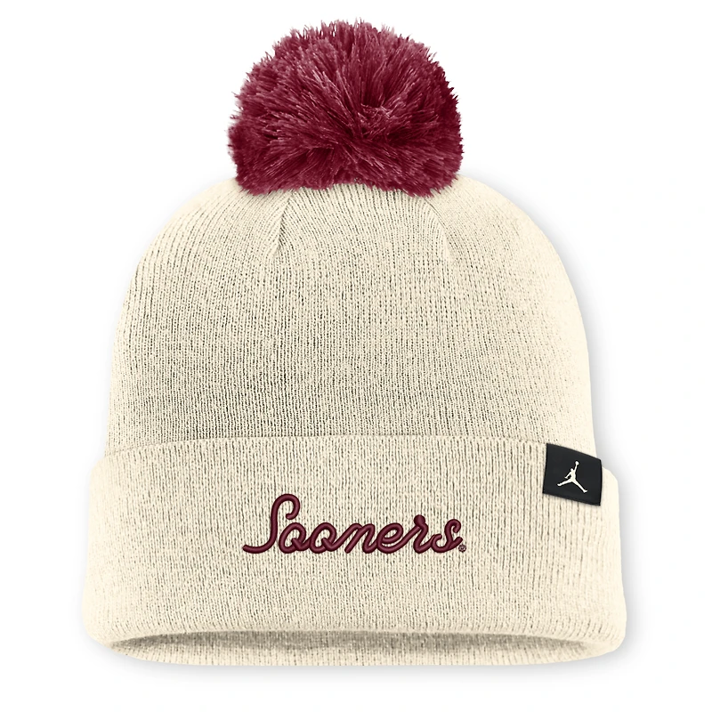 Bonnet unisexe Jordan Brand Natural Oklahoma Sooners Campus Prep Script à revers et pompon