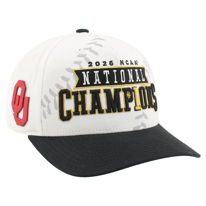 Unisex Zephyr White/Black Oklahoma Sooners 2026 NCAA Baseball Men's College World Series Champions Locker Room Adjustable Hat
