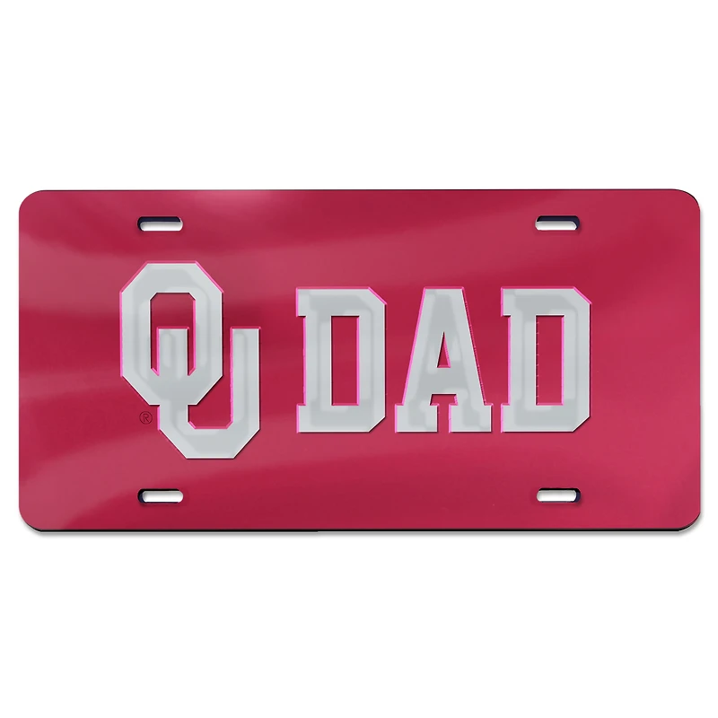 WinCraft Crimson Oklahoma Sooners Dad Plaque d'immatriculation en acrylique découpée au laser