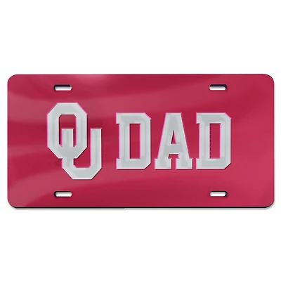 WinCraft Crimson Oklahoma Sooners Dad Plaque d'immatriculation en acrylique découpée au laser