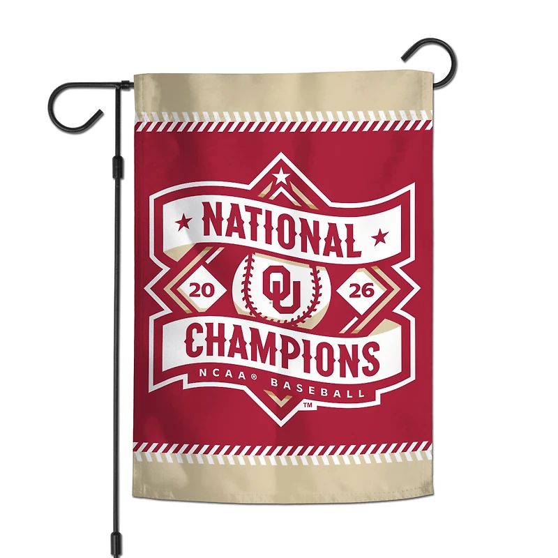 WinCraft Oklahoma Sooners 2026 NCAA Baseball Men's College World Series Champions 12" x 18" Double-Sided Garden Flag