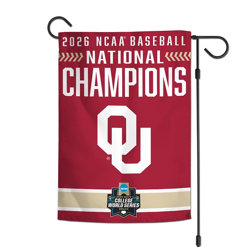 WinCraft Oklahoma Sooners 2026 NCAA Baseball Men's College World Series Champions 12" x 18" Double-Sided Garden Flag