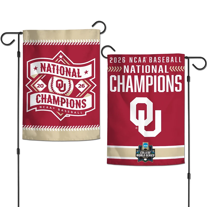 Drapeau de jardin double face WinCraft Oklahoma Sooners 2026, champions des College World Series de baseball masculin de la NCAA, 30 x 45 cm