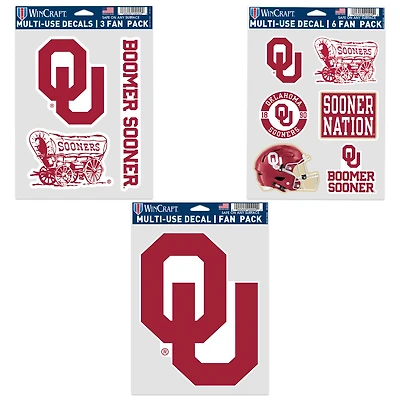 Lot de trois autocollants pour supporters WinCraft Oklahoma Sooners