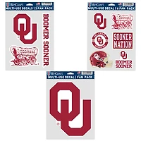 Lot de trois autocollants pour supporters WinCraft Oklahoma Sooners
