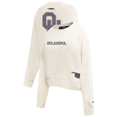 Pull ras du cou court et carré en molleton French Terry Pro Standard Cream Oklahoma Sooners pour femme
