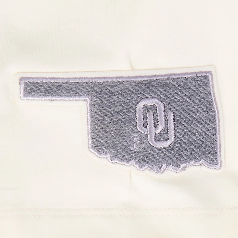 Women's Pro Standard Cream Oklahoma Sooners Reverse French Terry Boxy Cropped T-Shirt