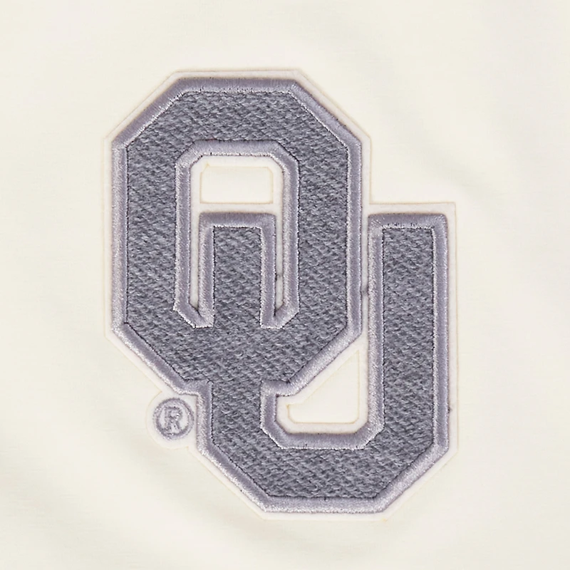 Women's Pro Standard Cream Oklahoma Sooners Reverse French Terry Boxy Cropped T-Shirt