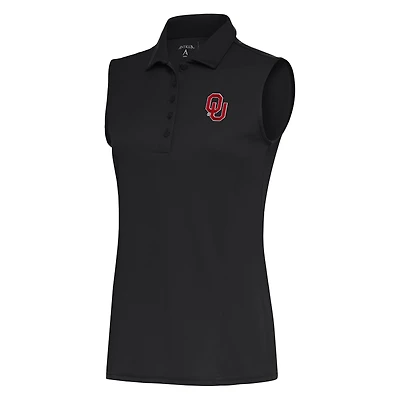 Polo sans manches Antigua Charcoal Tribute pour femme, Oklahoma Sooners