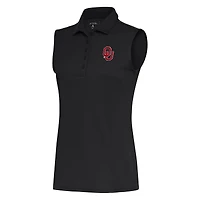 Polo sans manches Antigua Charcoal Tribute pour femme, Oklahoma Sooners