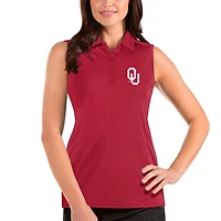 Polo sans manches hommage aux Sooners de l'Oklahoma pour femme, couleur Antigua Crimson
