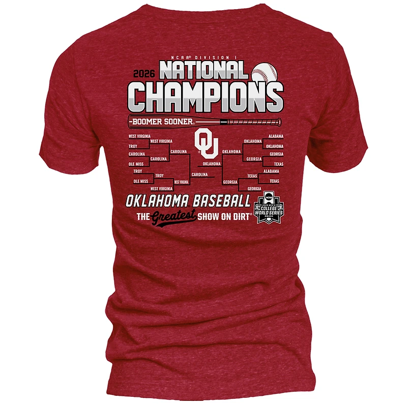 Women's Blue 84 Crimson Oklahoma Sooners 2026 NCAA Baseball Men's College World Series Champions Schedule T-Shirt