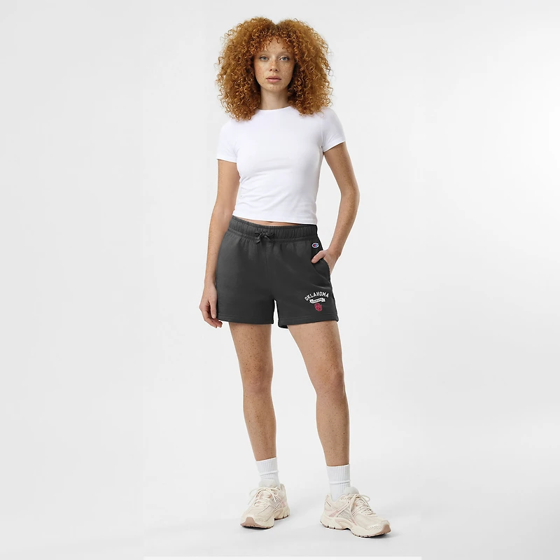 Women's Champion  Black Oklahoma Sooners Powerblend Elastic Waist Shorts